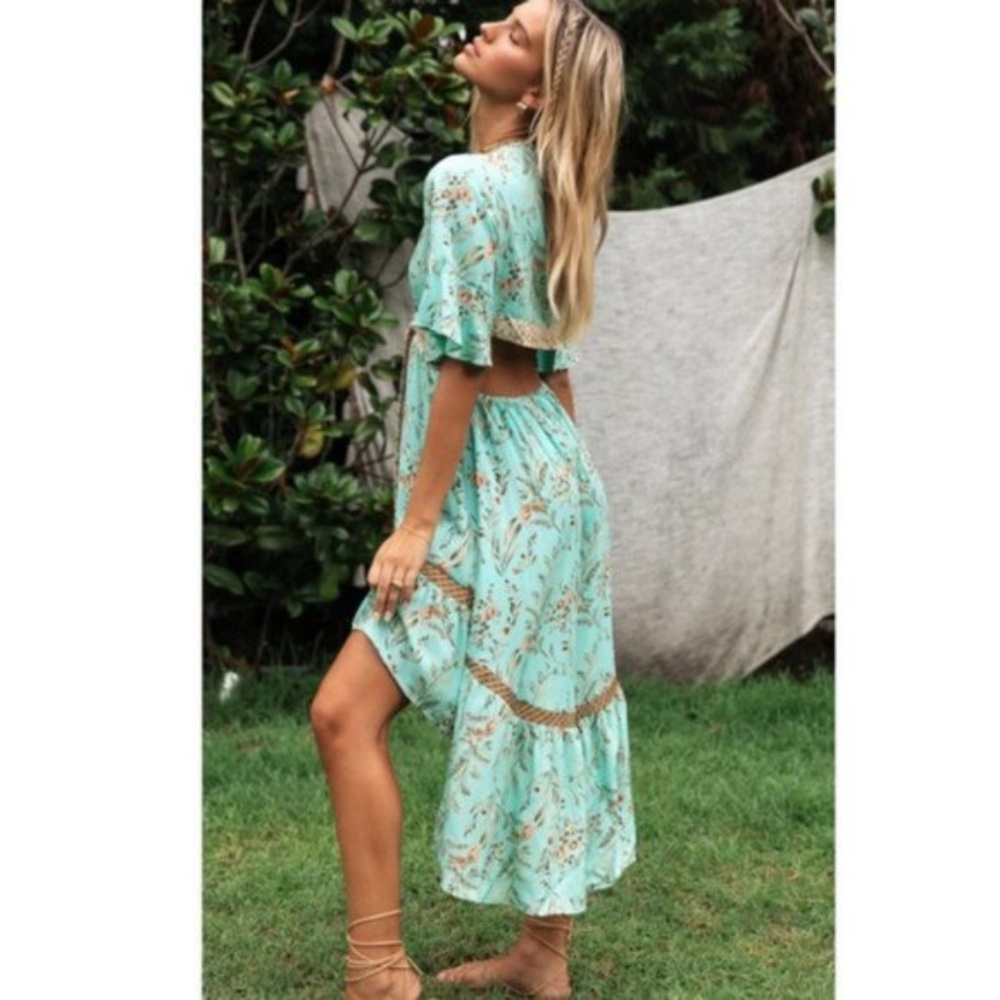 Floral print Cut out Plunging neckline MaXi dress - Picture 5 of 9